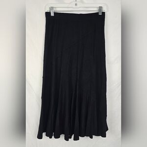 Tahari Black Minimalist Assymetrical Pull-on Midi Skirt sz S